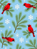 Whimsical Red Cardinal Snowflakes Winter Scene Rug