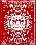 Vintage Red Reindeer Forest Medallion Rug