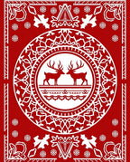 Vintage Red Reindeer Forest Medallion Rug