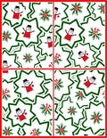 Red Festive Snowman Star Garland Rug