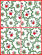Red Festive Snowman Star Garland Rug