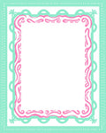 Aqua Pink Swirl Scallop Frame Rug