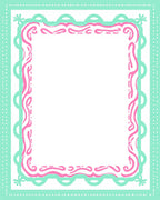 Aqua Pink Swirl Scallop Frame Rug