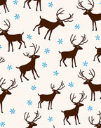 Brown Deer With Blue Snowflakes Rug