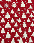 White Trees Snowflakes Red Background Rug