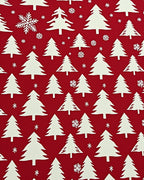 White Trees Snowflakes Red Background Rug