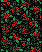 Red Green Floral Vine Repeating Rug