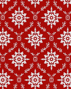 Charming Red White Snowflake Floral Rug