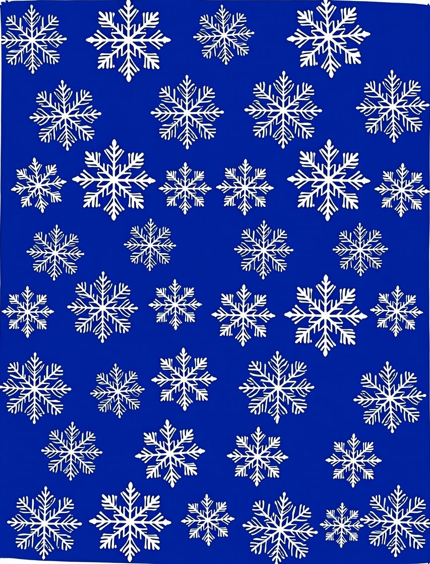 White Snowflakes On Royal Blue Rug