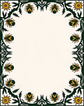 Ornate Green Gold Floral Border Rug