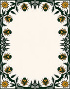 Ornate Green Gold Floral Border Rug