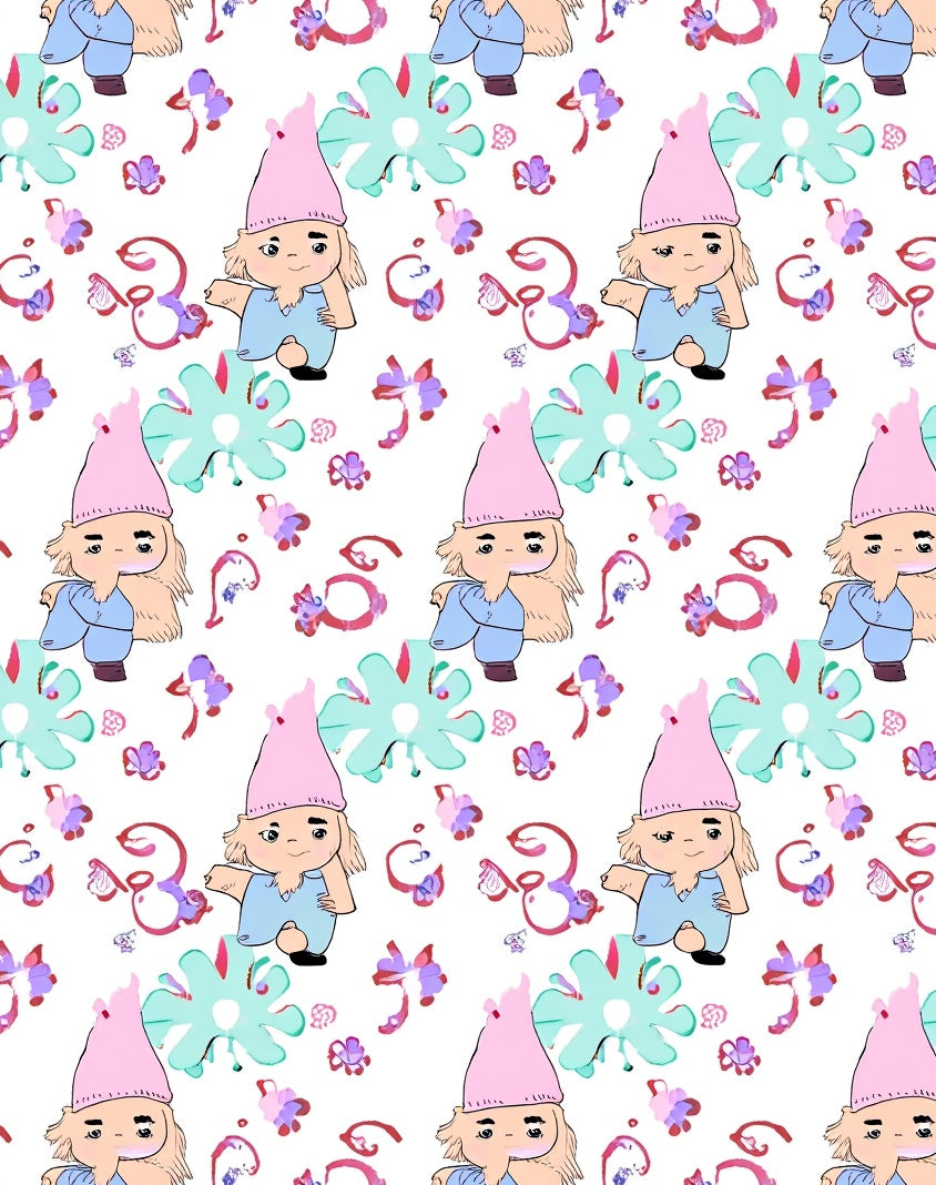 Whimsical Gnome Teal Flower Bloom Rug