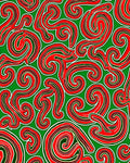 Crimson Swirls on Green Background Rug