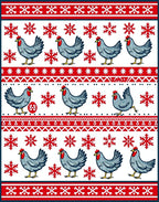 Rustic Red White Chicken Snowflake Rug