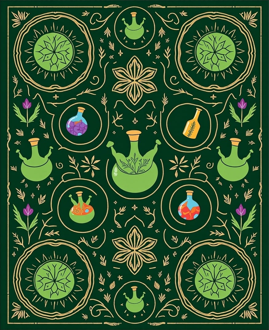 Enchanted Green Potion Alchemy Art Rug