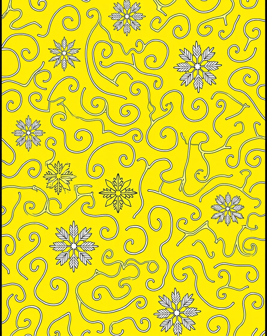 Yellow Whimsical Snowflake Swirl Rug