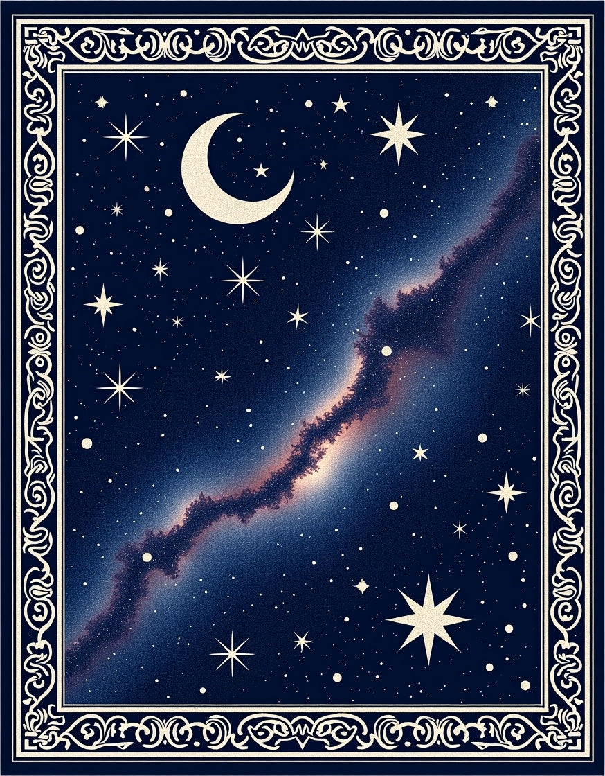 Cosmic Midnight Celestial Moon Starry Rug