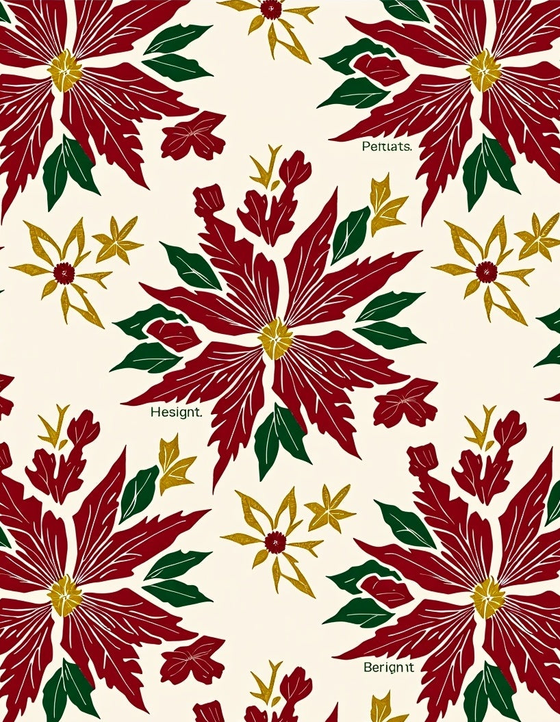Crimson Poinsettia Garden Floral Rug