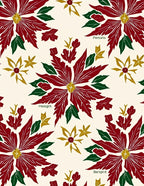 Crimson Poinsettia Garden Floral Rug