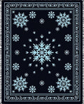 Navy Blue Snowflake Winter Ice Rug