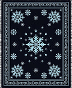Navy Blue Snowflake Winter Ice Rug