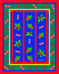 Festive Holly Candy Cane Border Rug