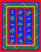 Festive Holly Candy Cane Border Rug