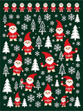 Festive Red Gnomes Snowflakes Christmas Trees Rug