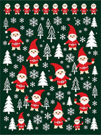 Festive Red Gnomes Snowflakes Christmas Trees Rug