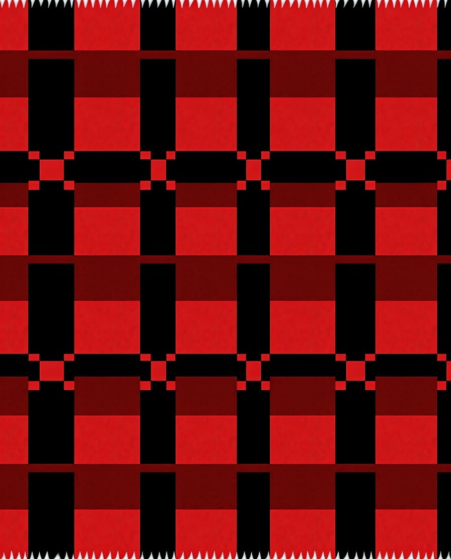 Bold Red Black Intersecting Squares Rug
