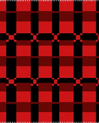 Bold Red Black Intersecting Squares Rug