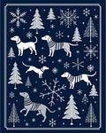 Winter Dogs Snowflakes Forest Scene Rug