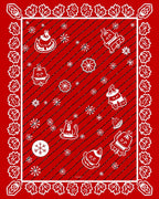 Red Festive Holiday Characters Snowflakes Rug