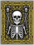Black Yellow Skeleton Grim Reaper Scythe Rug