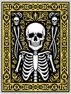 Black Yellow Skeleton Grim Reaper Scythe Rug