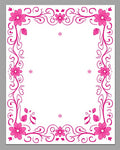 Bright Pink Floral Scroll Border Rug