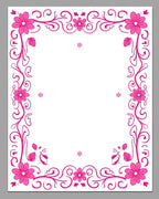 Bright Pink Floral Scroll Border Rug