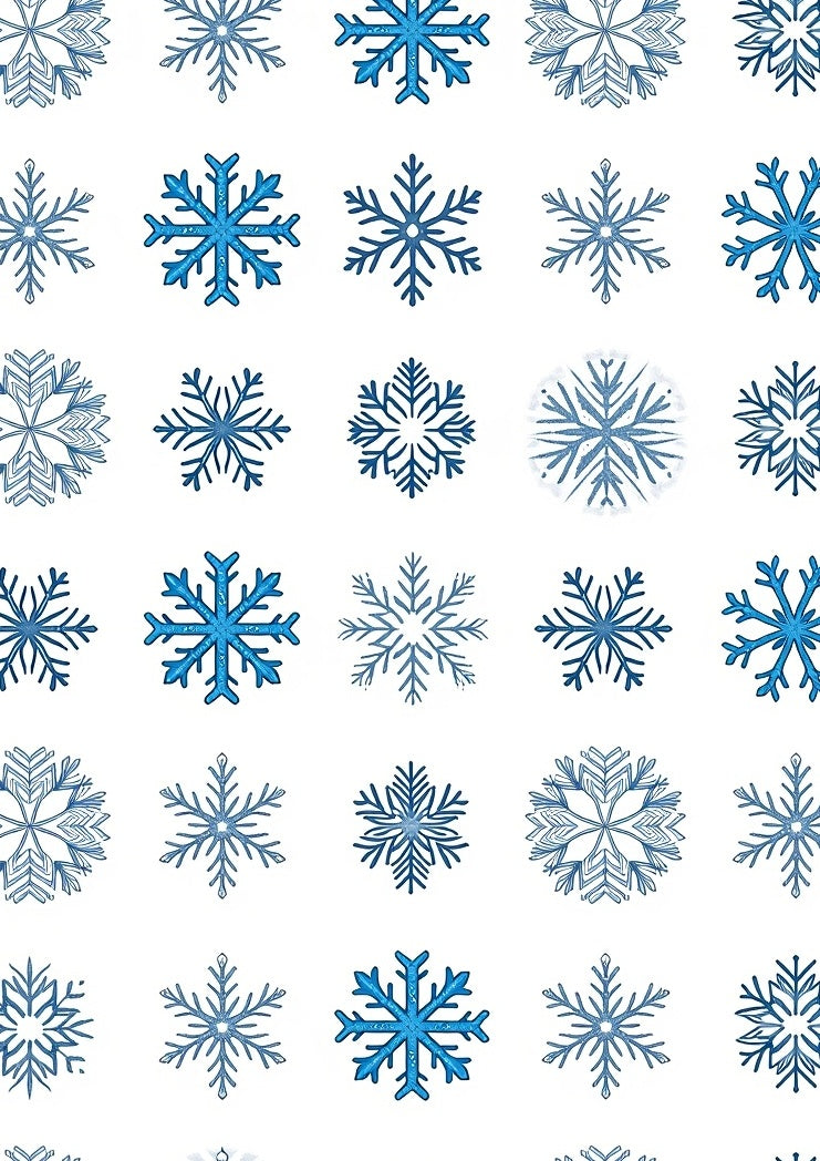 Winter Blue Snowflake Collage Rug