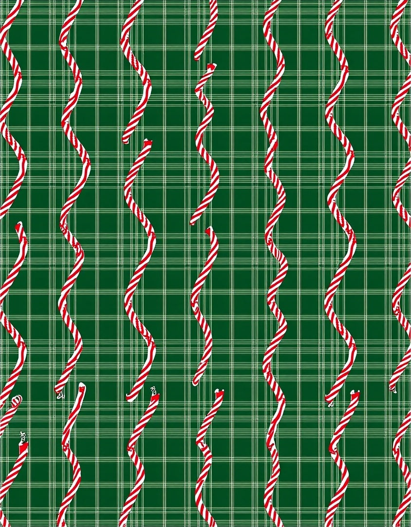 Green Tartan Candy Cane Drop Rug