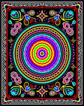 Vibrant Rainbow Medallion Floral Border Rug