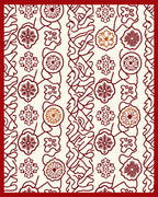 Crimson Snowflake Floral Garland Rug