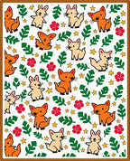Whimsical Orange Fox And Bunny Garden Rug