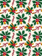 Festive Holly Berry Bells Cinnamon Ribbon Rug