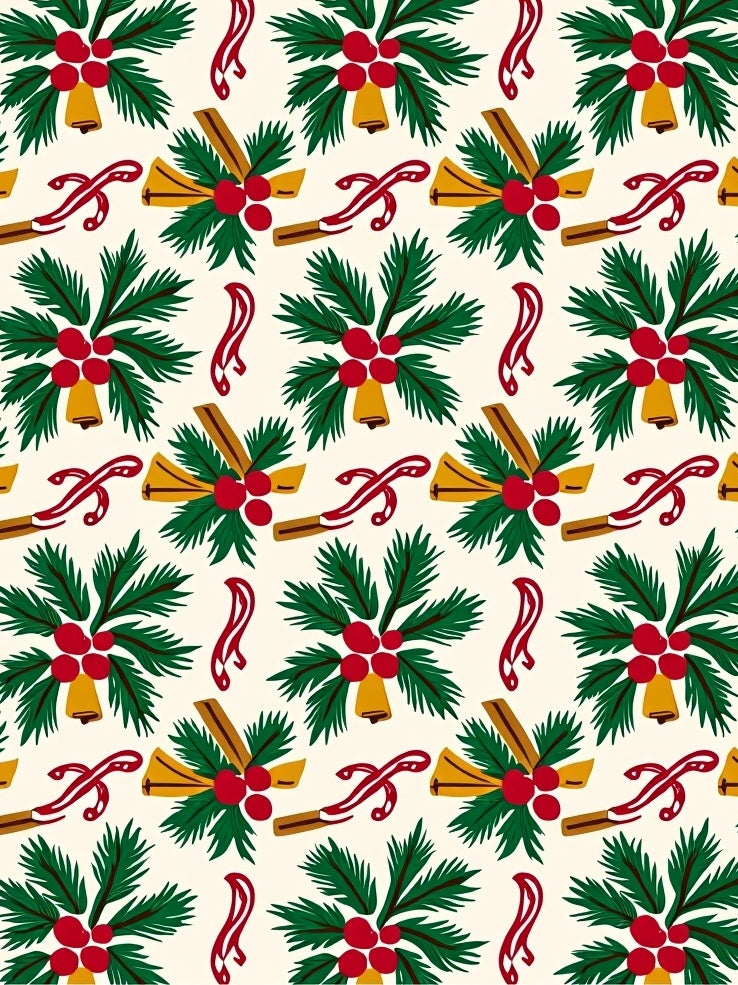 Festive Holly Berry Bells Cinnamon Ribbon Rug