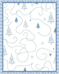 Blue Winter Trail Pine Tree Snowflakes Rug