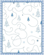 Blue Winter Trail Pine Tree Snowflakes Rug