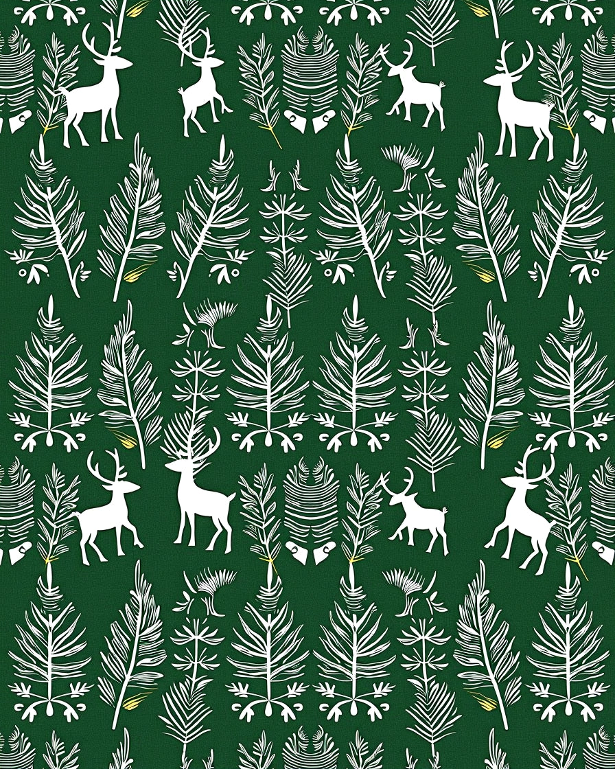 Forest Deer And Evergreen Boughs Rug