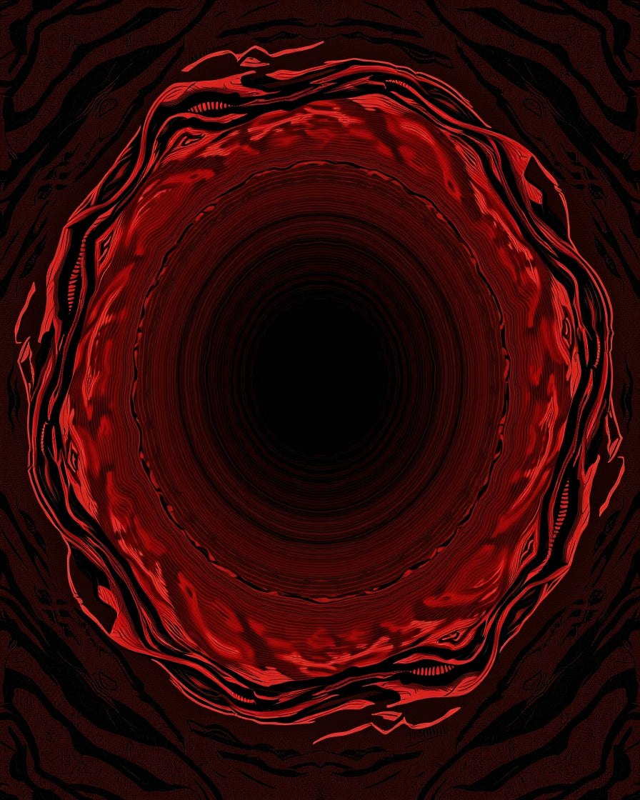 Crimson Abstract Vortex Rug
