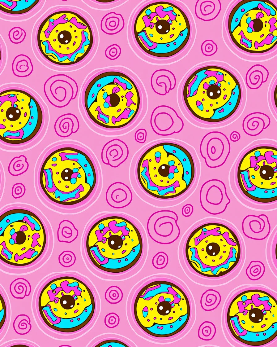 Whimsical Pink Yellow Donut Swirl Rug