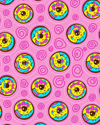 Whimsical Pink Yellow Donut Swirl Rug